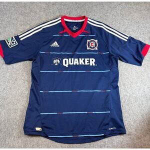 Adidas Chicago Fire Soccer Jersey Mens Climacool Quaker Athletic Sports Large